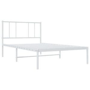 vidaXL Sängram med huvudgavel metall vit 80x200 cm - Bild 5