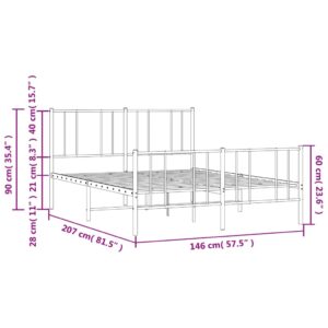 vidaXL Sängram med huvudgavel och fotgavel vit metall 140x200 cm - Bild 10