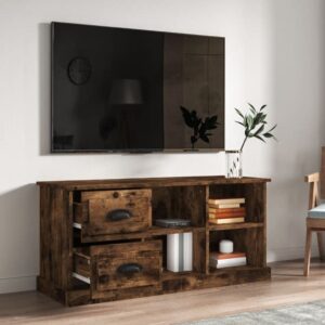 vidaXL Tv-bänk rökfärgad ek 102x35,5x47,5 cm konstruerat trä - Bild 3