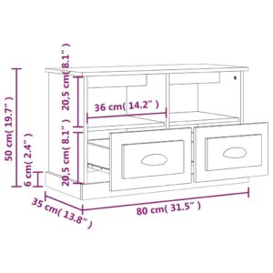 vidaXL TV-skåp vit 80x35x50 cm konstruerat trä - Bild 9