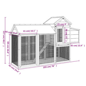 vidaXL Hönshus röd 193x65x117 cm massiv furu - Bild 7