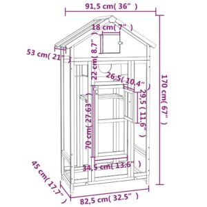 vidaXL Fågelhus grå 91,5x53x170 cm massiv furu - Bild 8