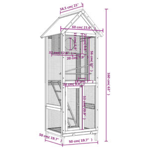 vidaXL Fågelhus grå 60x58,5x160 massiv furu - Bild 8