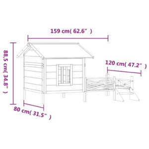 vidaXL Hundgård brun 159x120x88,5 cm massiv furu - Bild 8