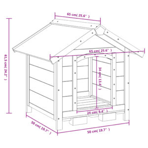 vidaXL Hundgård mockabrun 65x65x61,5 cm massiv furu - Bild 8