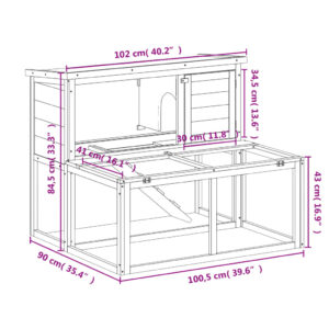 vidaXL Kaninbur mocka 102x90x84,5 cm massiv furu - Bild 8