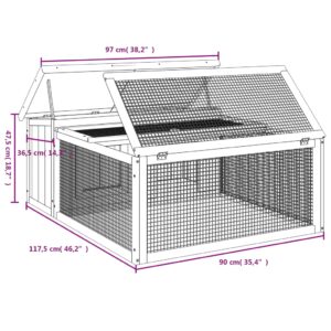 vidaXL Kaninbur grå 117,5x97x47,5 cm massiv furu - Bild 7