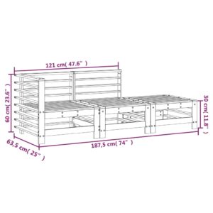 vidaXL Loungegrupp 3 delar massiv furu - Bild 8