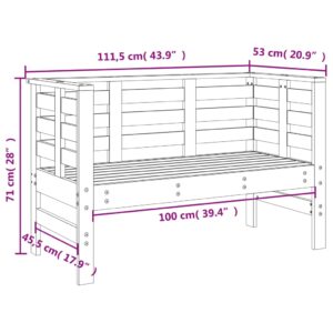 vidaXL Trädgårdsbänk 111,5x53x71 cm massiv furu - Bild 9