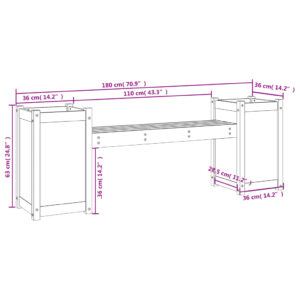 vidaXL Bänk med odlingslåda 180x36x63 cm massiv furu - Bild 9