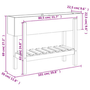 vidaXL Odlingslåda på ben 101x30x69 cm vit massiv furu - Bild 9