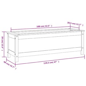 vidaXL Odlingslåda på ben 119,5x40x39 cm vit massiv furu - Bild 9