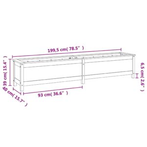 vidaXL Odlingslåda på ben 199,5x40x39 cm vit massiv furu - Bild 9