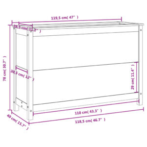 vidaXL Odlingslåda på ben 119,5x40x78 cm vit massiv furu - Bild 9