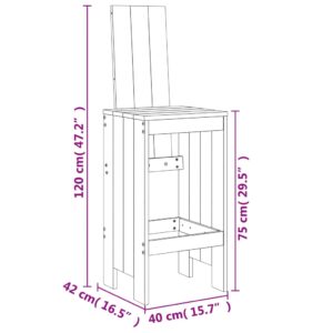 vidaXL Barstolar 2 st 40x42x120 cm massiv furu - Bild 9