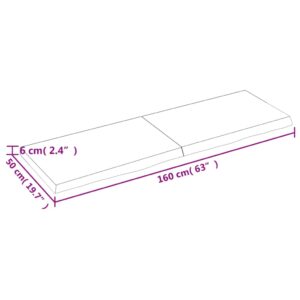 vidaXL Hyllplan 160x50x(2-6) cm obehandlad massiv ek - Bild 6