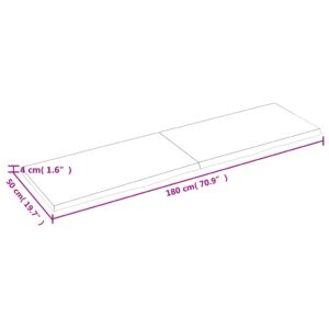 vidaXL Vägghylla mörkbrun 180x50x(2-4) cm behandlad massiv ek - Bild 5