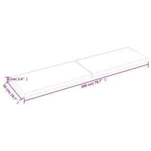 vidaXL Vägghylla mörkbrun 200x50x(2-6) cm behandlad massiv ek - Bild 6