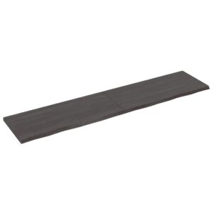 vidaXL Vägghylla mörkbrun 220x50x(2-4) cm behandlad massiv ek - Bild 2