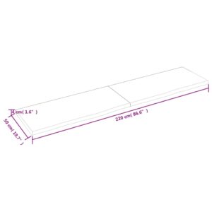 vidaXL Vägghylla mörkbrun 220x50x(2-4) cm behandlad massiv ek - Bild 6