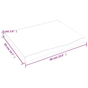 vidaXL Bänkskiva badrum mörkbrun 60x50x(2-4) cm behandlat massivt trä - Bild 5