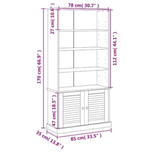 vidaXL Bokhylla VIGO grå 85x35x170 cm massiv furu - Bild 8