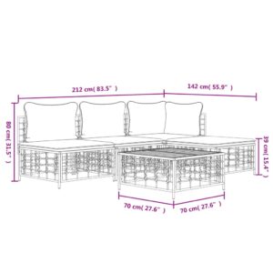 vidaXL Loungegrupp 5 delar med dynor antracit konstrotting - Bild 10