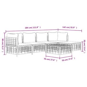 vidaXL Loungegrupp 6 delar med dynor antracit konstrotting - Bild 10