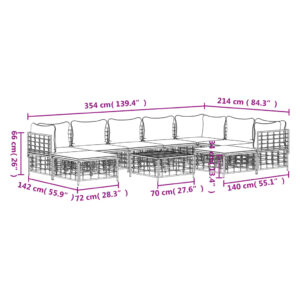 vidaXL Loungegrupp 10 delar med dynor antracit konstrotting - Bild 10