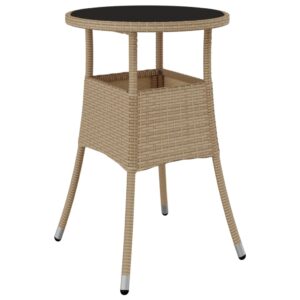 vidaXL Caféset för trädgården 5 delar med dynor beige konstrotting - Bild 6