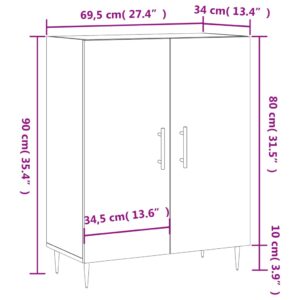 vidaXL Skåp vit 69,5x34x90 cm konstruerat trä - Bild 12