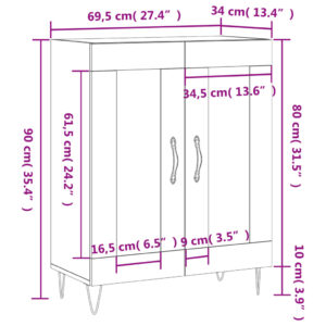 vidaXL Skåp svart 69,5x34x90 cm konstruerat trä - Bild 12