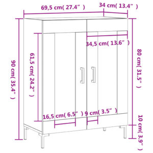 vidaXL Skåp vit 69,5x34x90 cm konstruerat trä - Bild 12