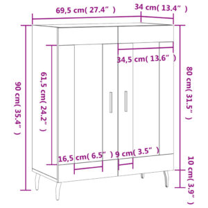 vidaXL Skåp svart 69,5x34x90 cm konstruerat trä - Bild 12