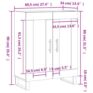 vidaXL Skåp svart 69,5x34x90 cm konstruerat trä - Bild 12