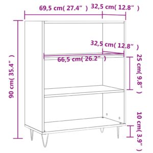 vidaXL Bokhylla vit högglans 69,5x32,5x90 cm konstruerat trä - Bild 9