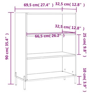 vidaXL Bokhylla brun ek 69,5x32,5x90 cm konstruerat trä - Bild 9