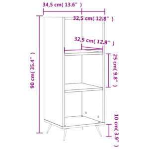 vidaXL Bokhylla vit 34,5x32,5x90 cm konstruerat trä - Bild 9