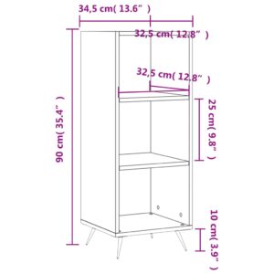 vidaXL Bokhylla vit högglans 34,5x32,5x90 cm konstruerat trä - Bild 9