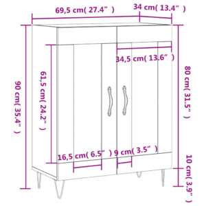 vidaXL Skåp vit 69,5x34x90 cm konstruerat trä - Bild 12