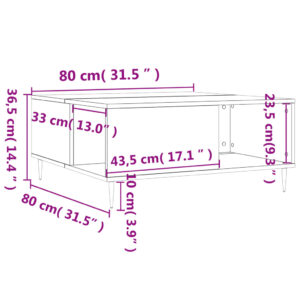 vidaXL Soffbord brun ek 80x80x36,5 cm konstruerat trä - Bild 9