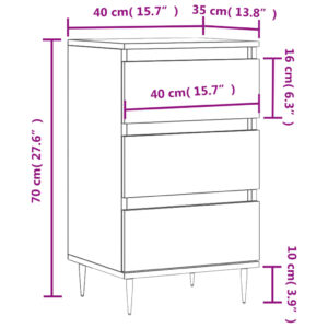 vidaXL Byrå svart 40x35x70 cm konstruerat trä - Bild 11