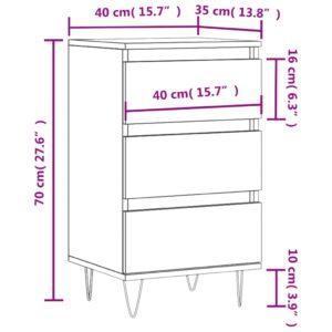 vidaXL Byrå svart 40x35x70 cm konstruerat trä - Bild 11