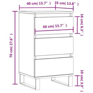 vidaXL Byrå vit högglans 40x35x70 cm konstruerat trä - Bild 11