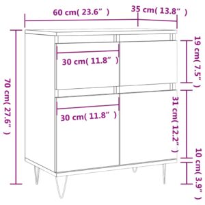 vidaXL Byrå brun ek 60x35x70 cm konstruerat trä - Bild 11