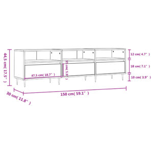 vidaXL Tv-bänk vit högglans 150x30x44,5 cm konstruerat trä - Bild 11