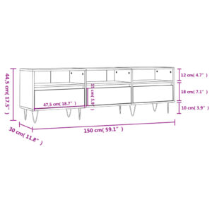 vidaXL Tv-bänk vit 150x30x44,5 cm konstruerat trä - Bild 11