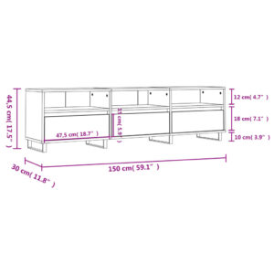 vidaXL Tv-bänk svart 150x30x44,5 cm konstruerat trä - Bild 9