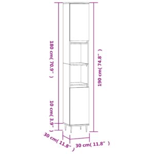 vidaXL Badrumsskåp vit 30x30x190 cm konstruerat trä - Bild 12