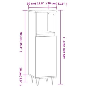 vidaXL Badrumsskåp brun ek 30x30x100 cm konstruerat trä - Bild 12